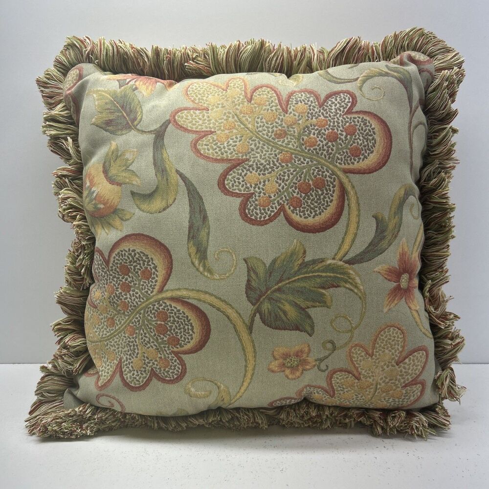 Vintage RET0 Tapestry Designs Floral Throw Pillow 14" x 14"